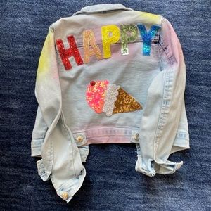 Girls embellished stretch denim jacket